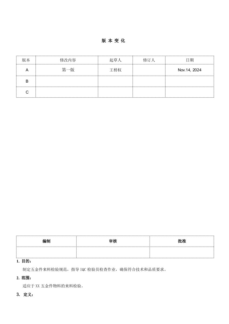 五金件来料检验规范