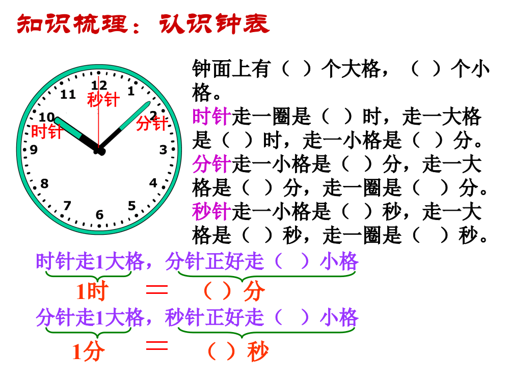 青岛版三年级上册期末复习第七单元时分秒的认识单元复习课件