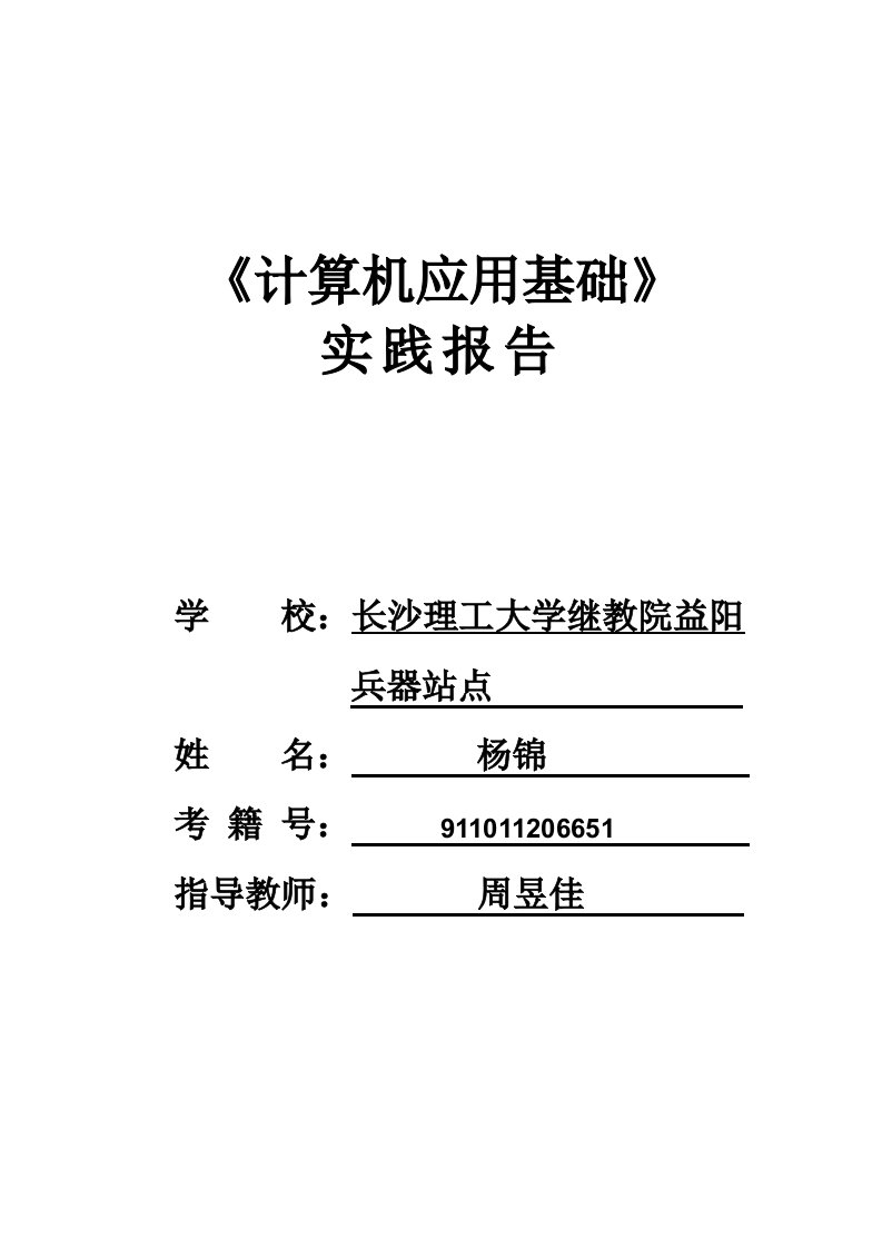 计算机应用基础实习报告（杨锦）