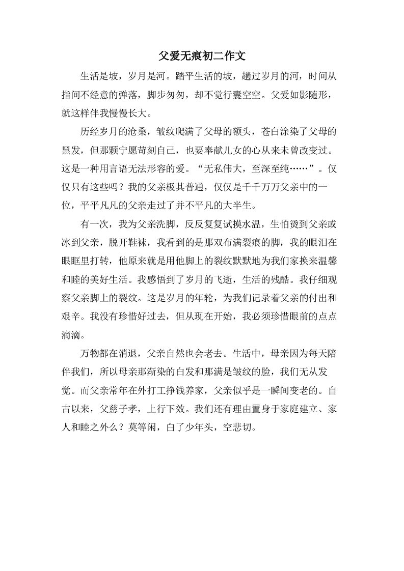 父爱无痕初二作文