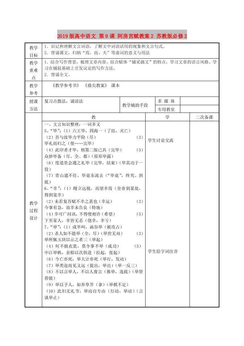 2019版高中语文