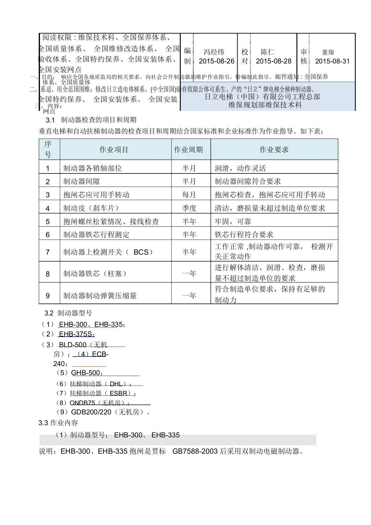 日立GY电梯制动器维保作业指引外发版V