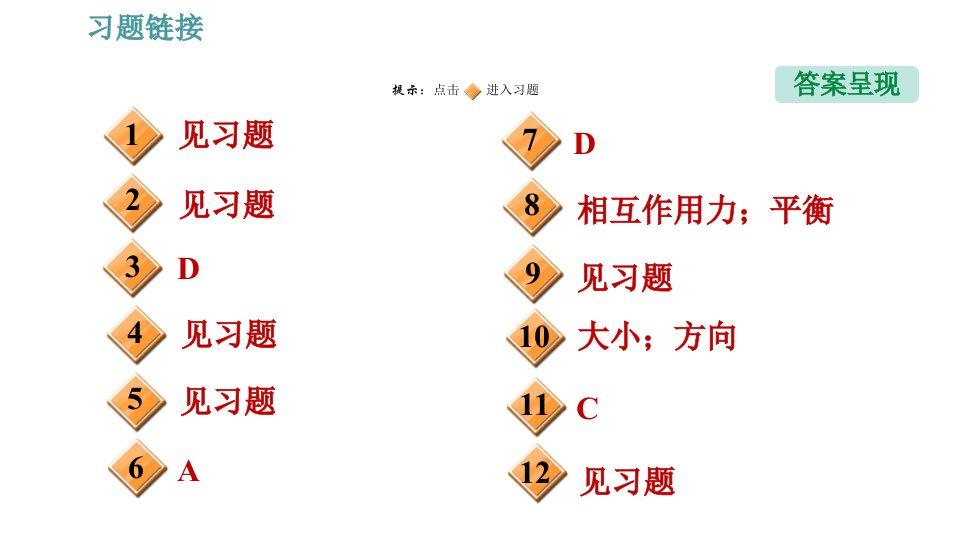 人教版八年级物理第8章8.2二力平衡习题课件