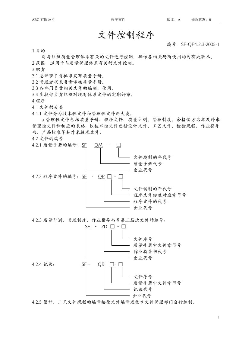 ABC有限公司程序文件版本A修改状态0.doc