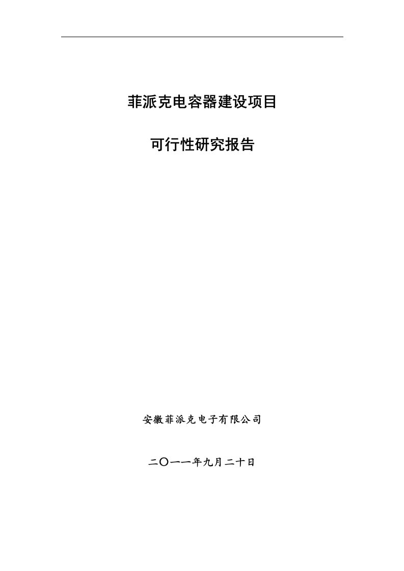 菲派克电容器项目可行性报告