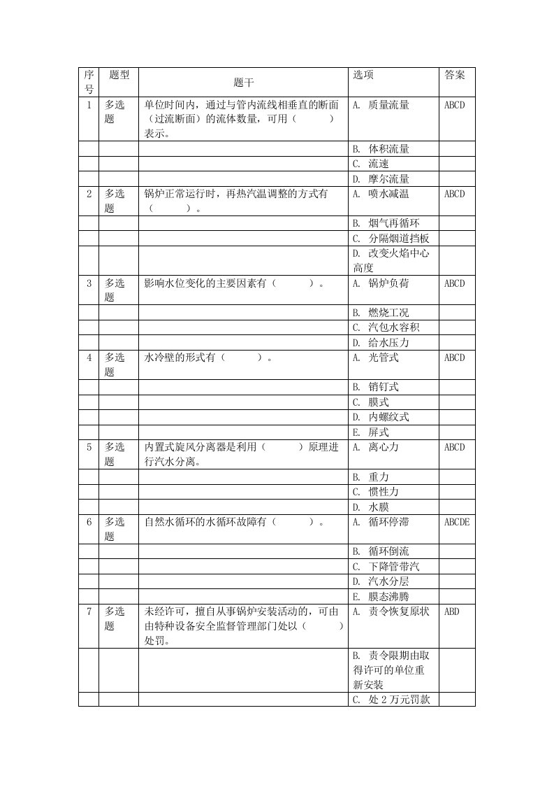 锅炉3级多选题