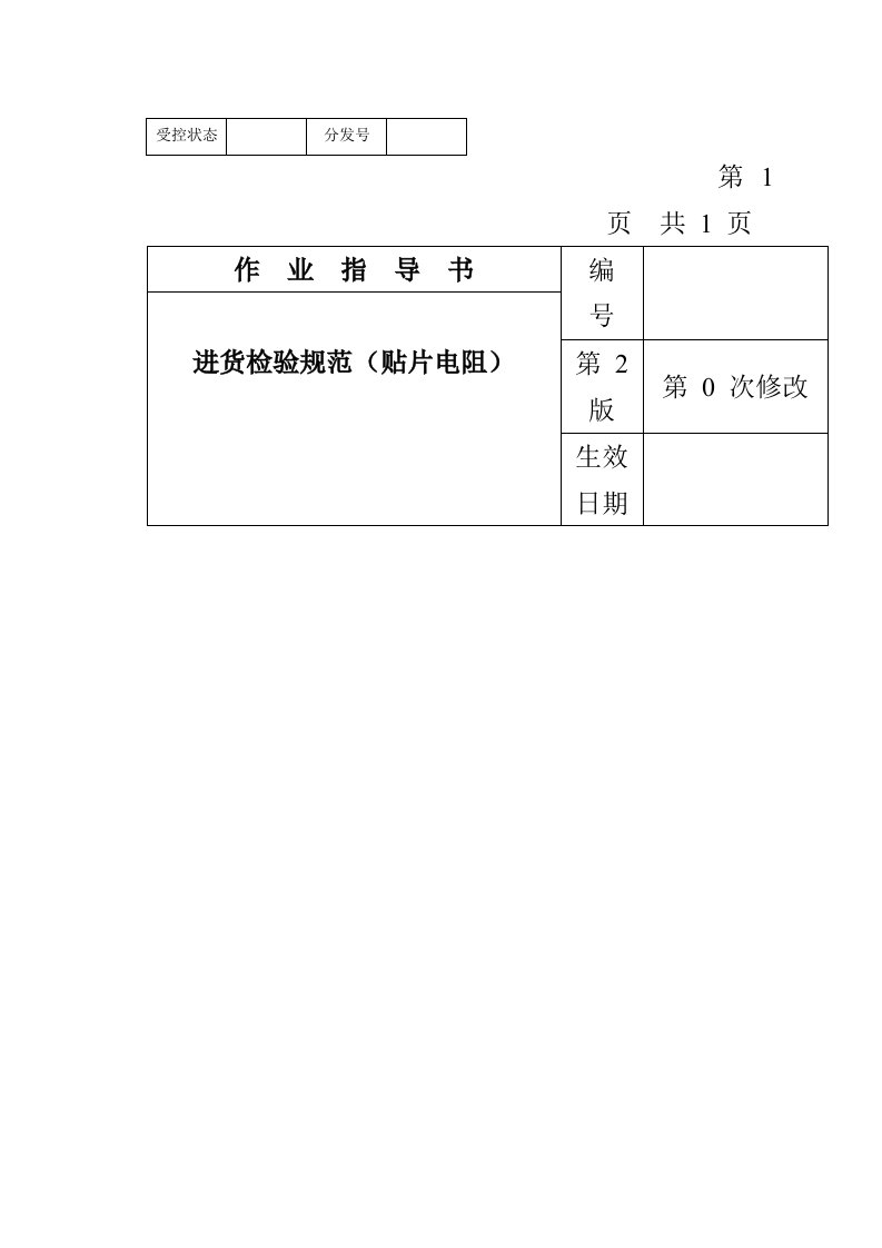 电子行业-某电子公司进货检验规范作业指导书贴片电阻