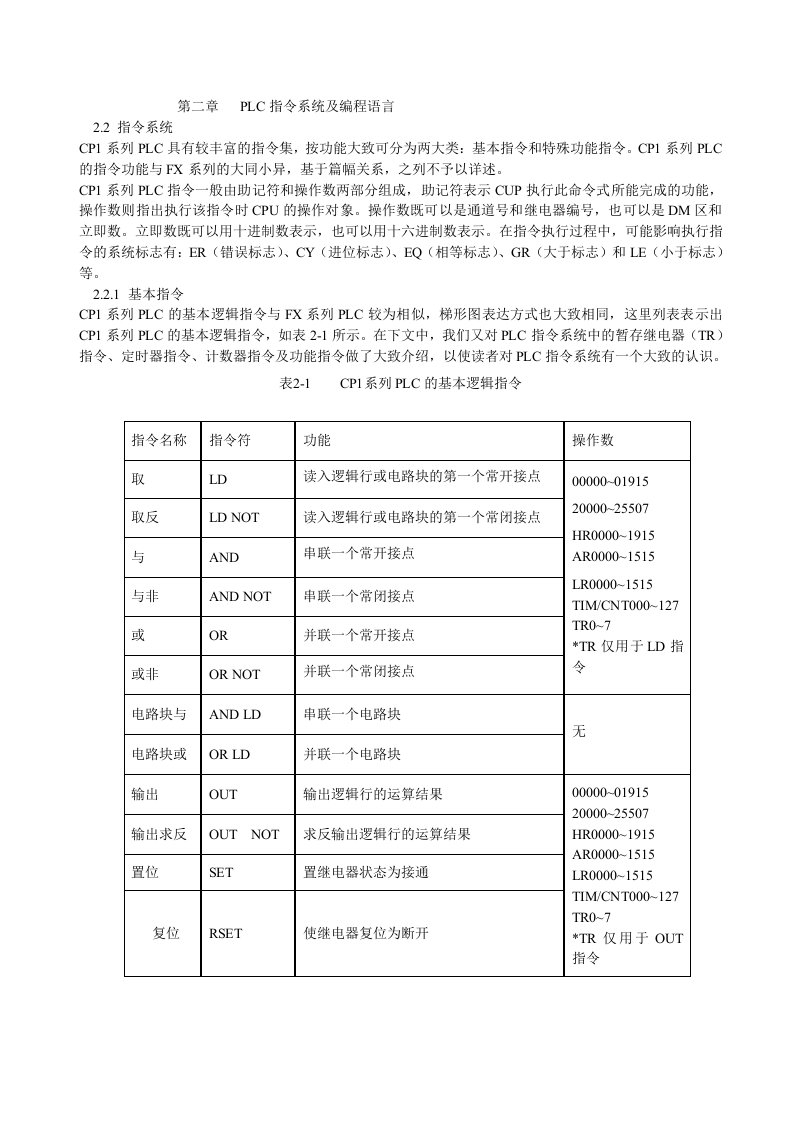 PLC指令系统及编程语言