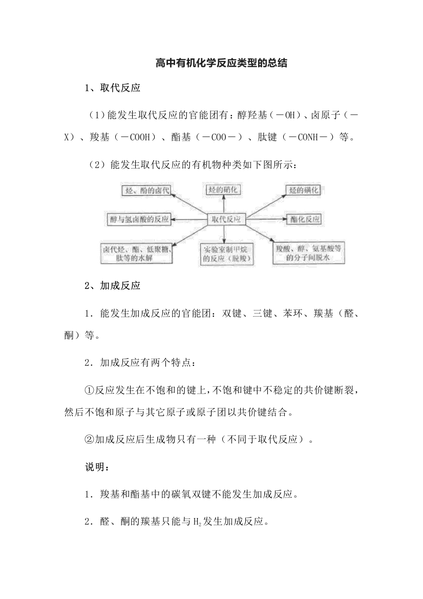 高中有机化学反应类型的总结