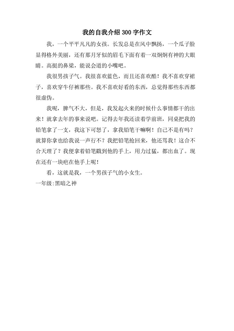 我的自我介绍300字作文