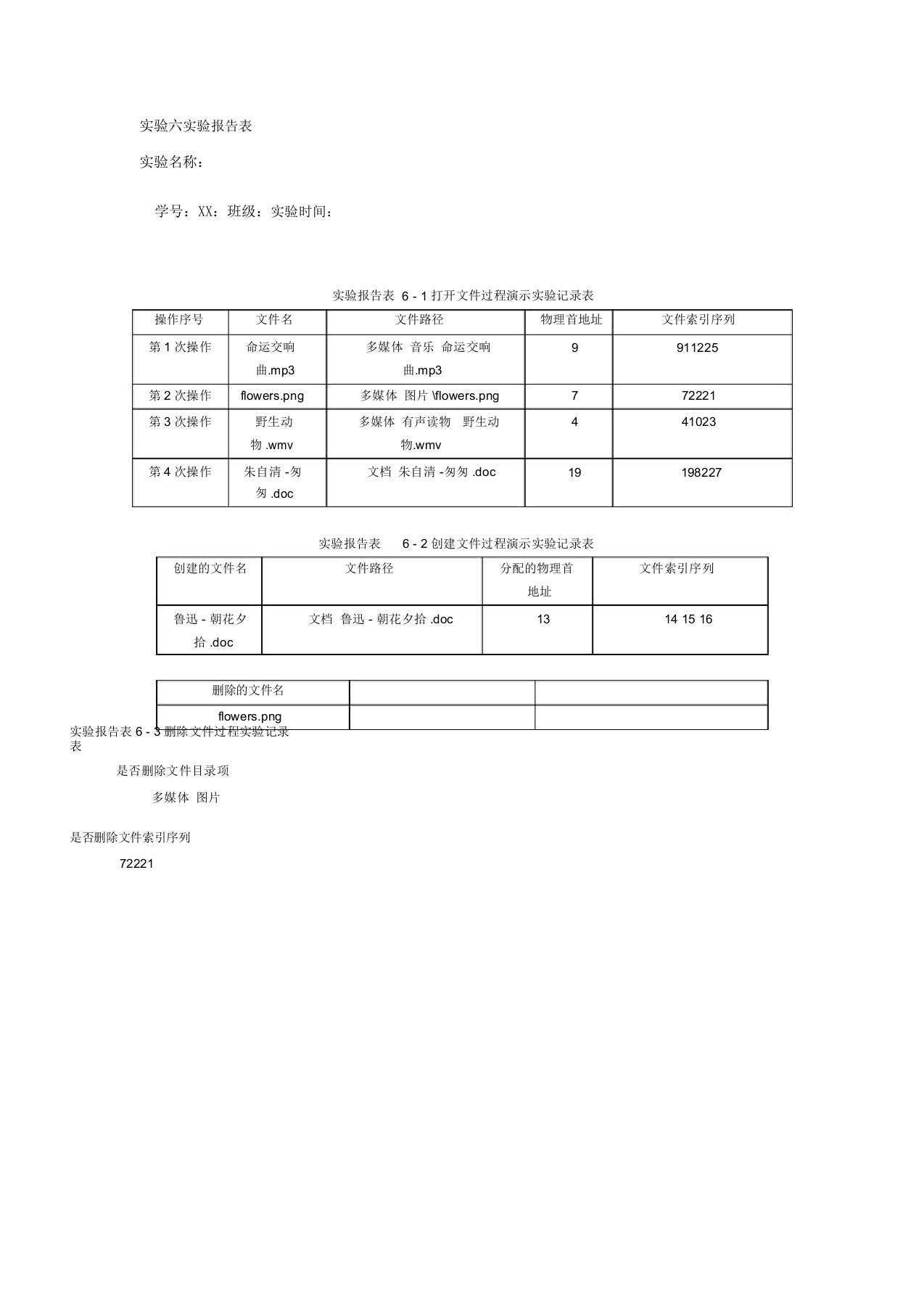 北京理工大学计算机实验六报告表