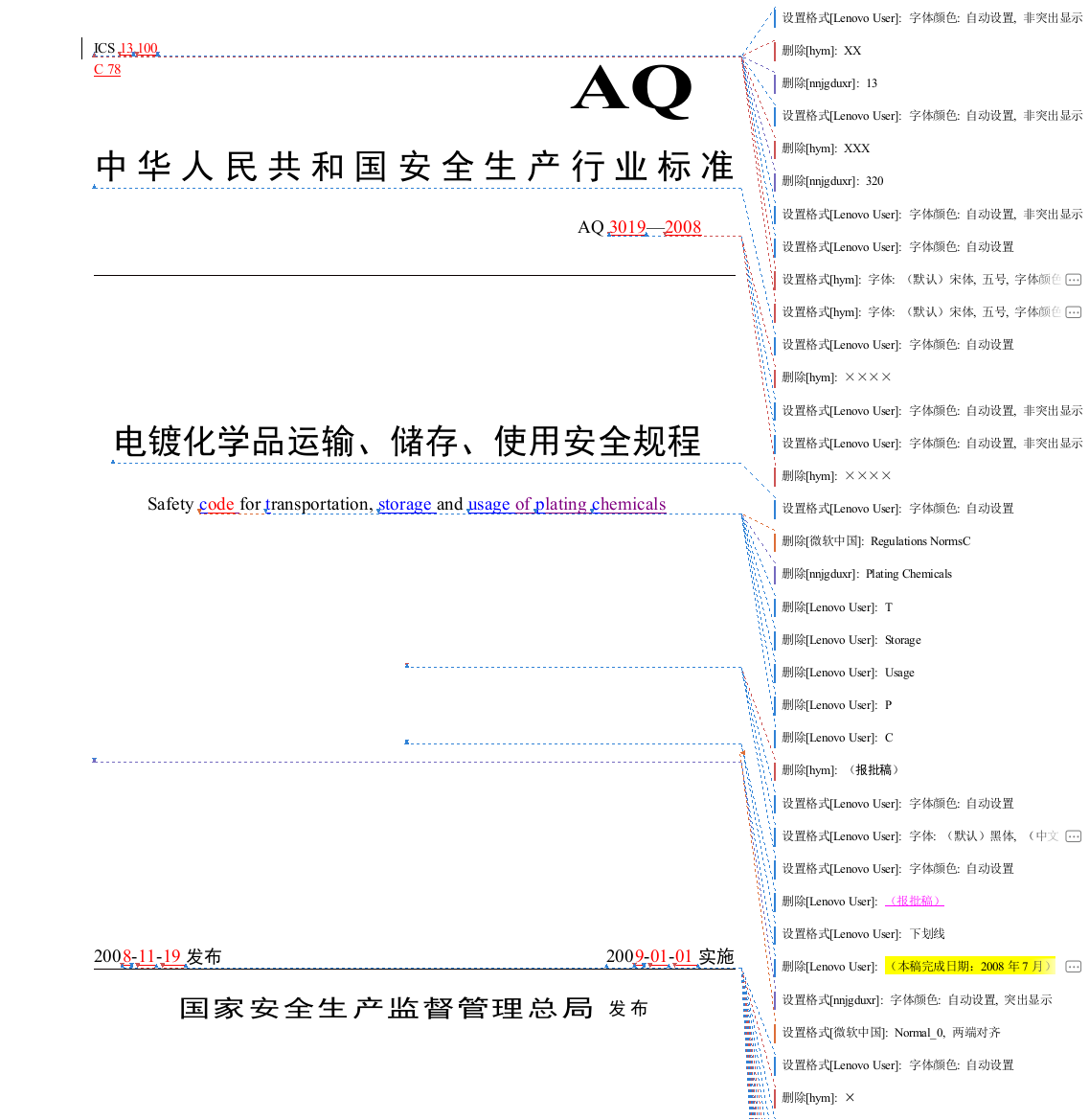 《电镀化学品运输、储存、使用安全规程》