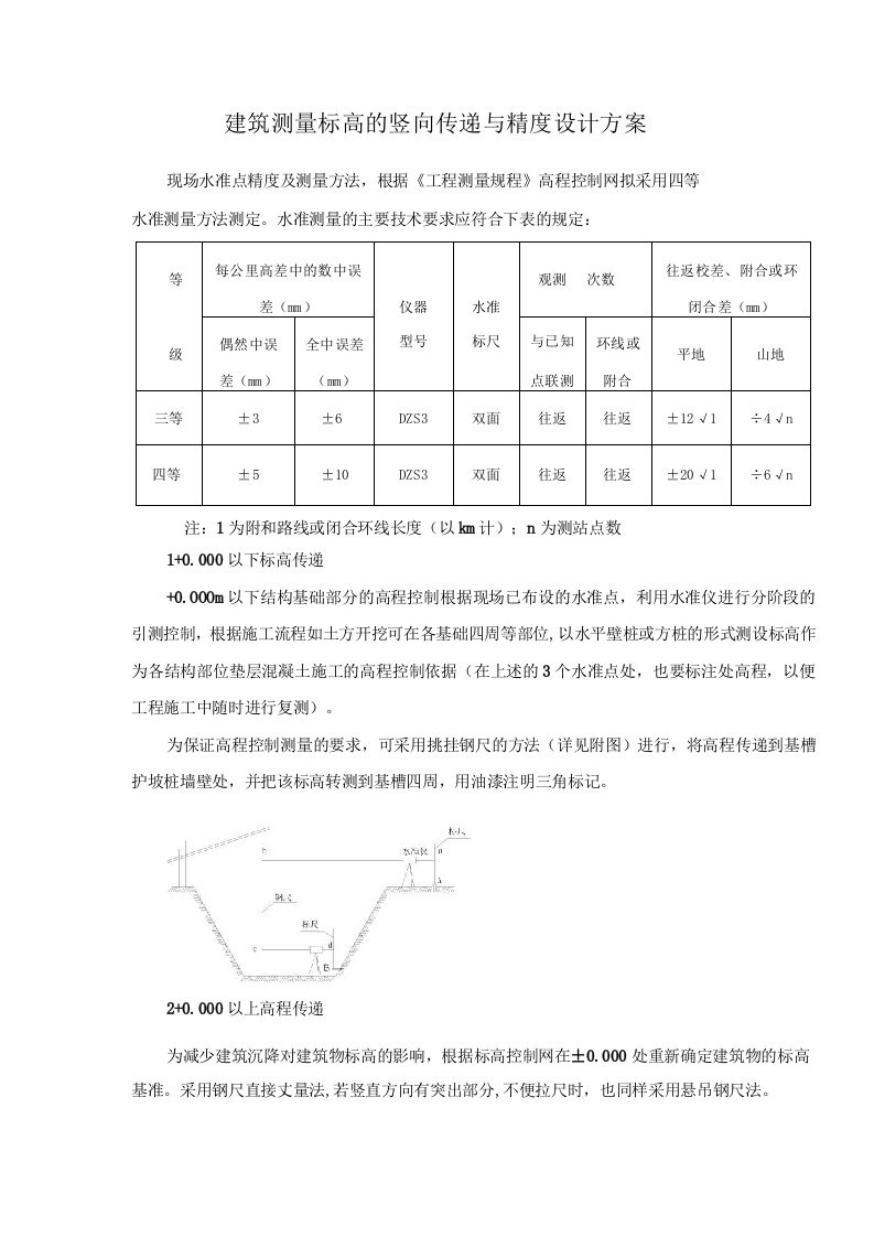 建筑测量标高的竖向传递与精度设计方案