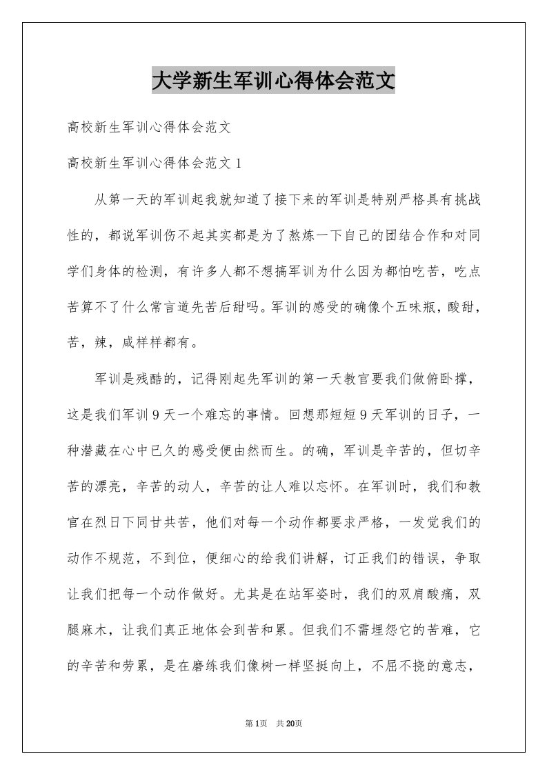 大学新生军训心得体会范文汇编