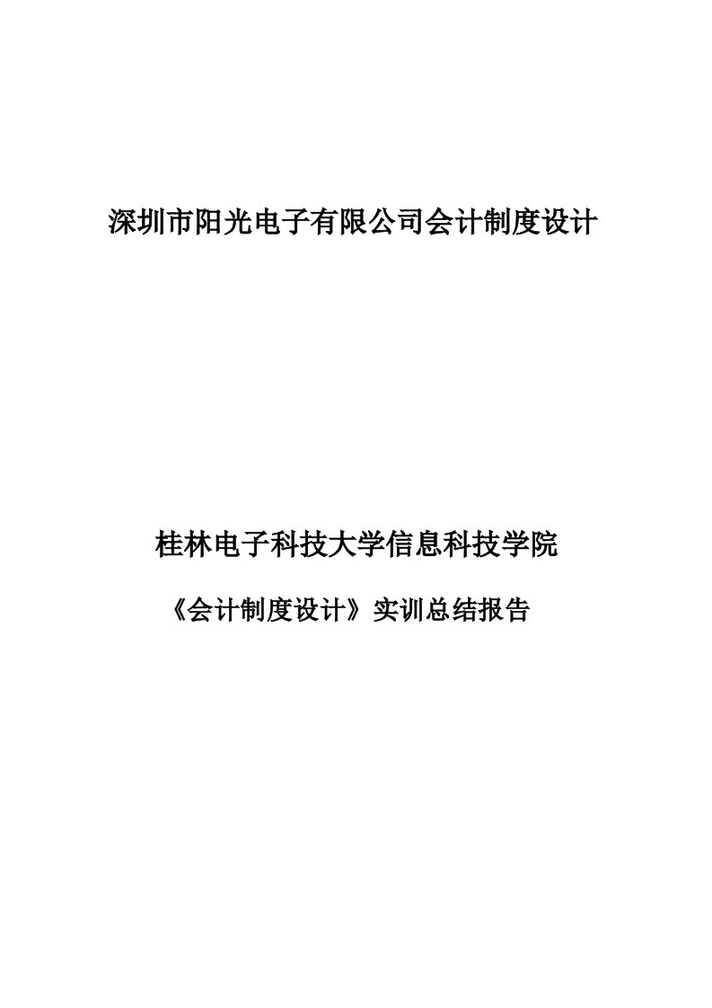 阳光电子公司会计制度设计