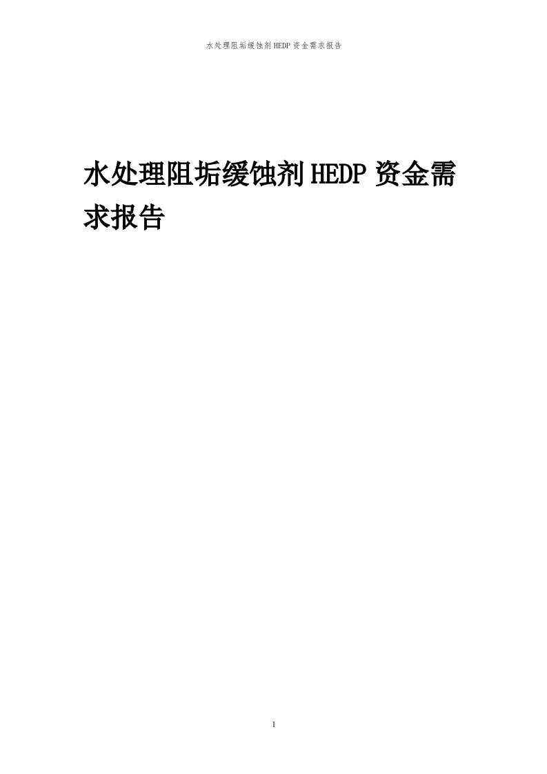 2024年水处理阻垢缓蚀剂hedp项目资金需求报告代可行性研究报告