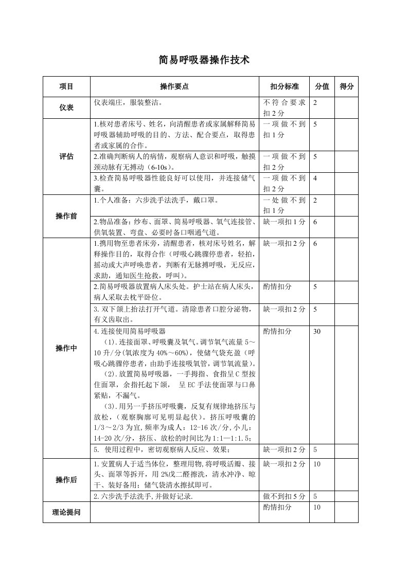 简易呼吸器操作技术