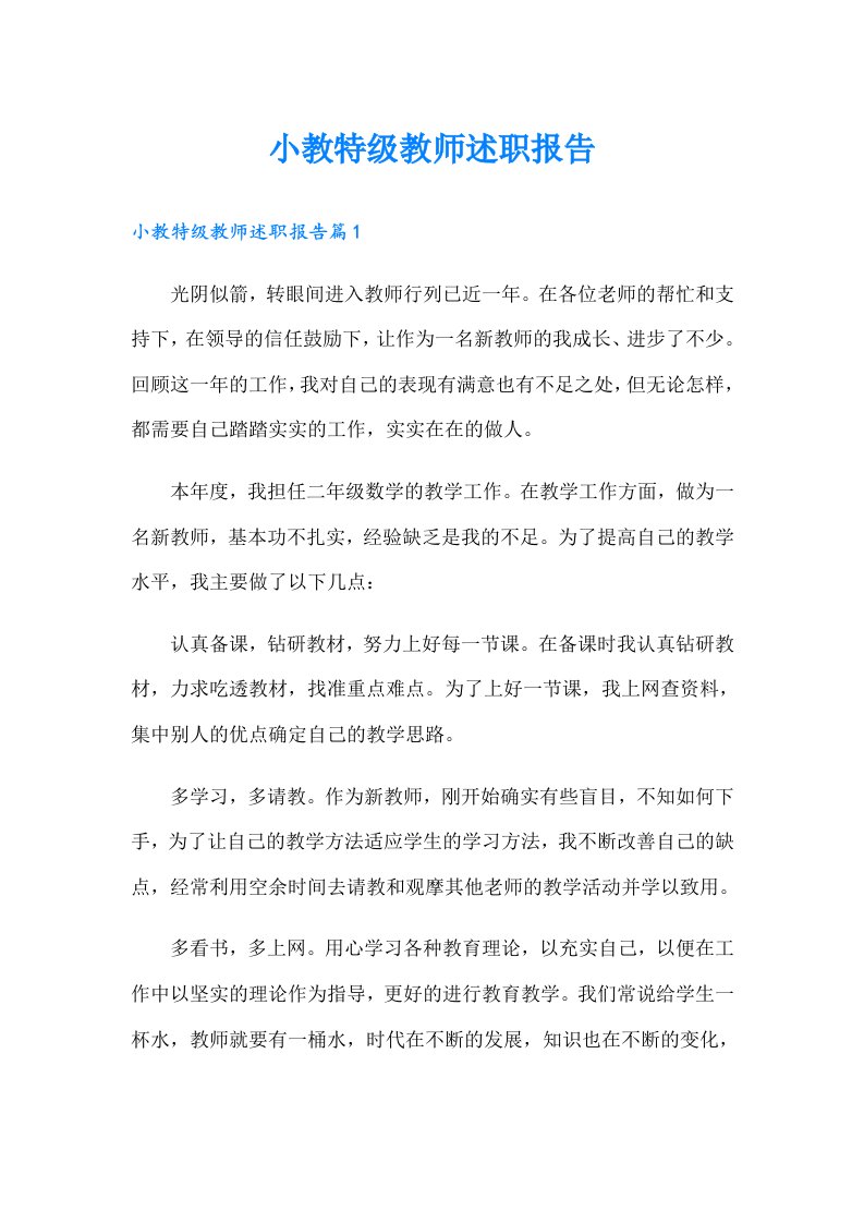 小教特级教师述职报告