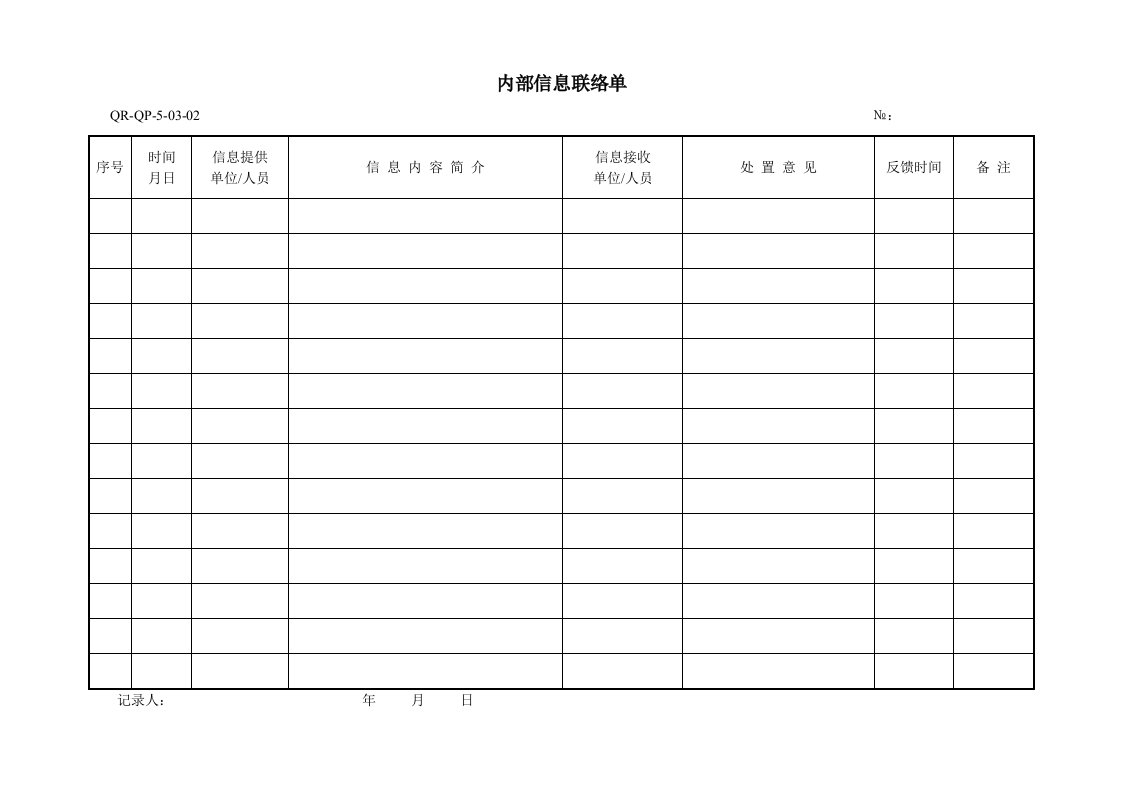 ISO14001新表格打包(53个doc)信息联络单-其它制度表格