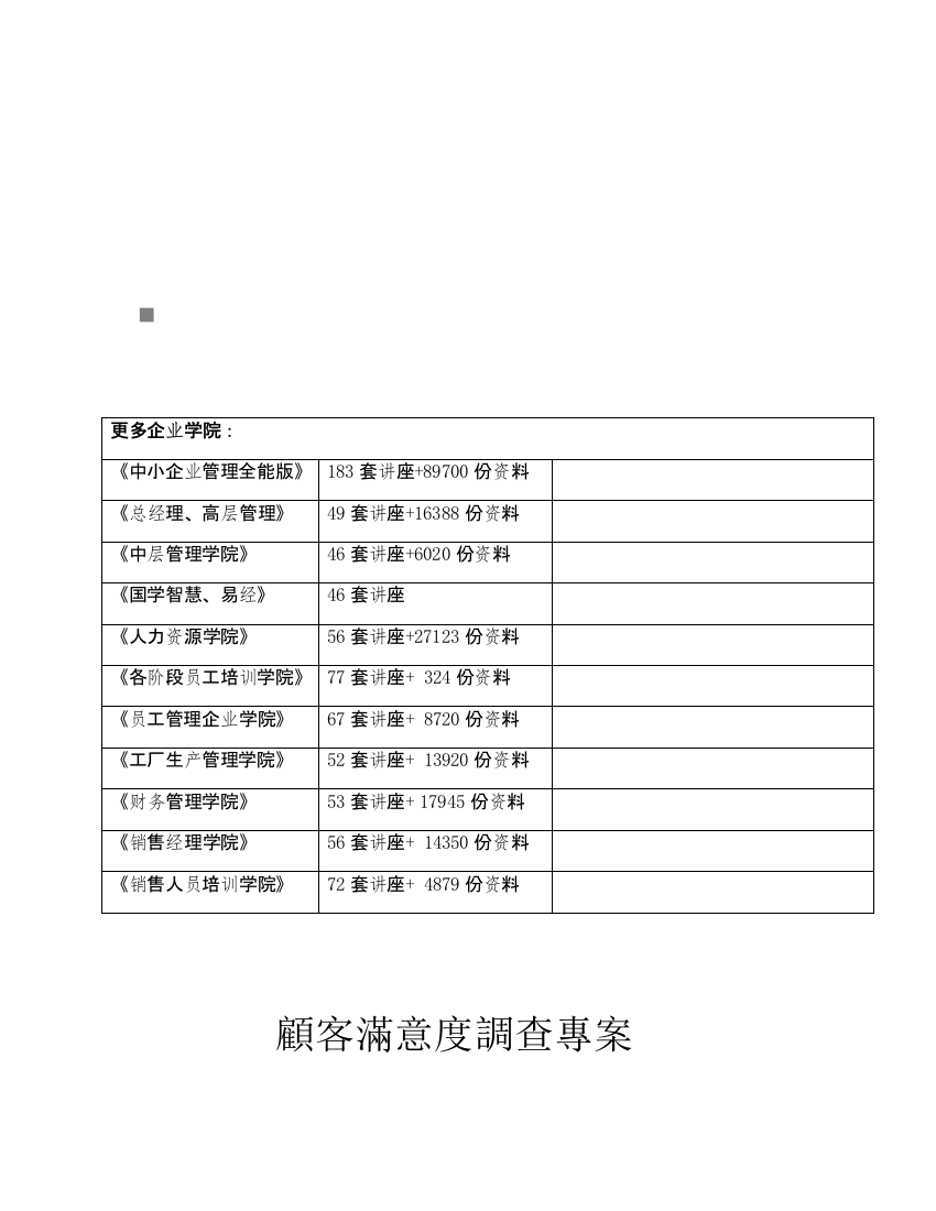 顾客满意度调查项目规划建议