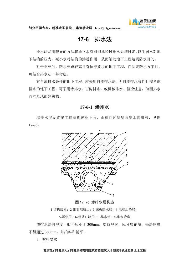 分享建筑施工手册系列之地下防水工程_17-6_排水法