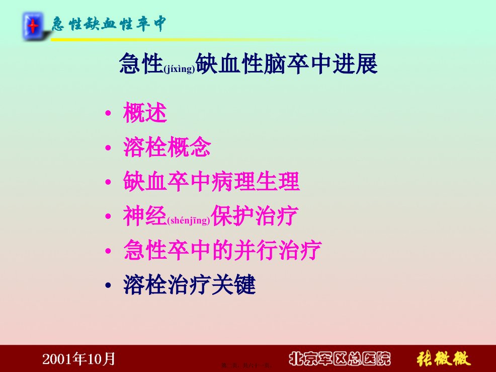 医学专题急性缺血性脑卒