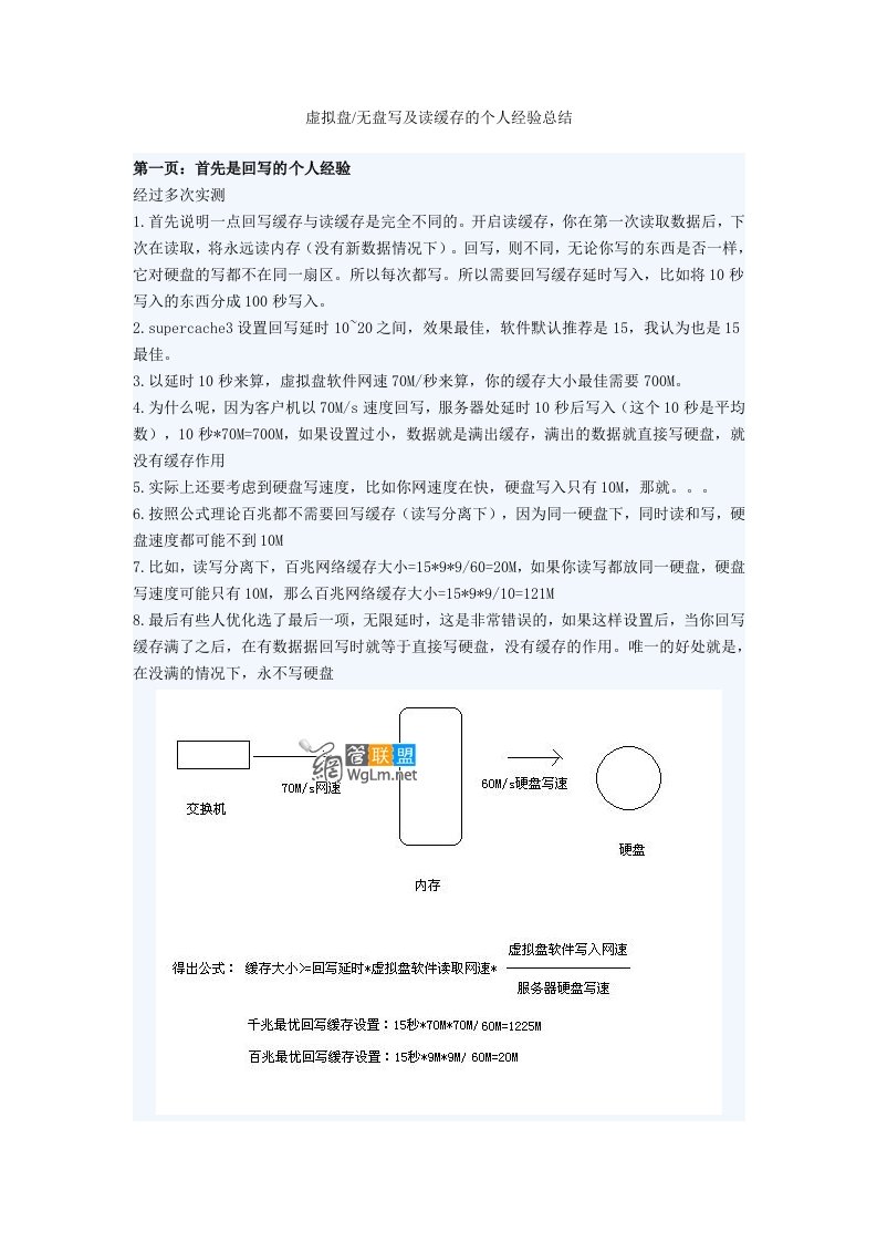 虚拟盘无盘写及读缓存的个人经验总结