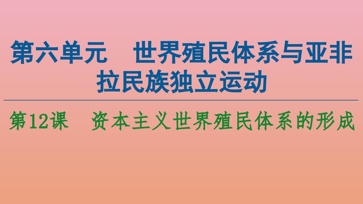 新教材高中历史第6单元世界殖民体系与亚非拉民族独立运动第12课资本主义世界殖民体系的形成课件新人教版必修中外历史纲要下