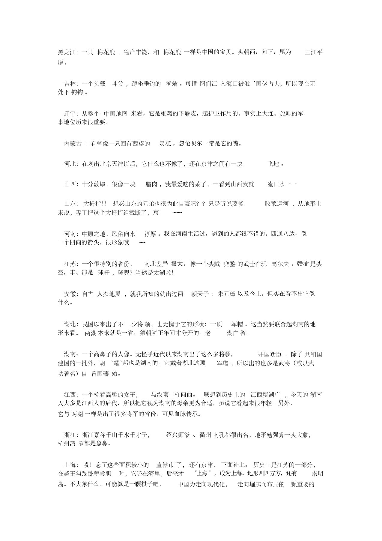 各省轮廓像什么动物