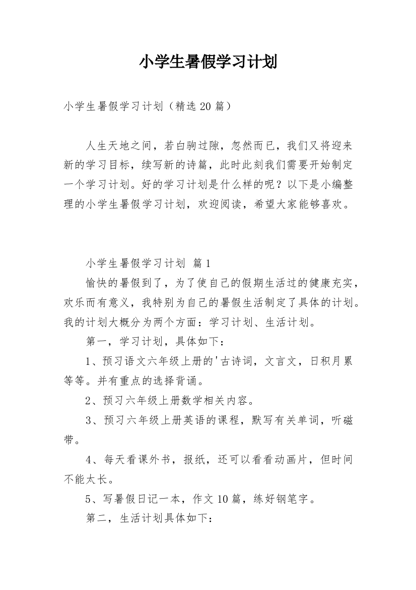 小学生暑假学习计划_17