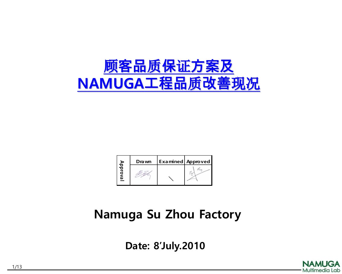 顾客品质保证方案及NAMUGA工程品质改善现况CHN