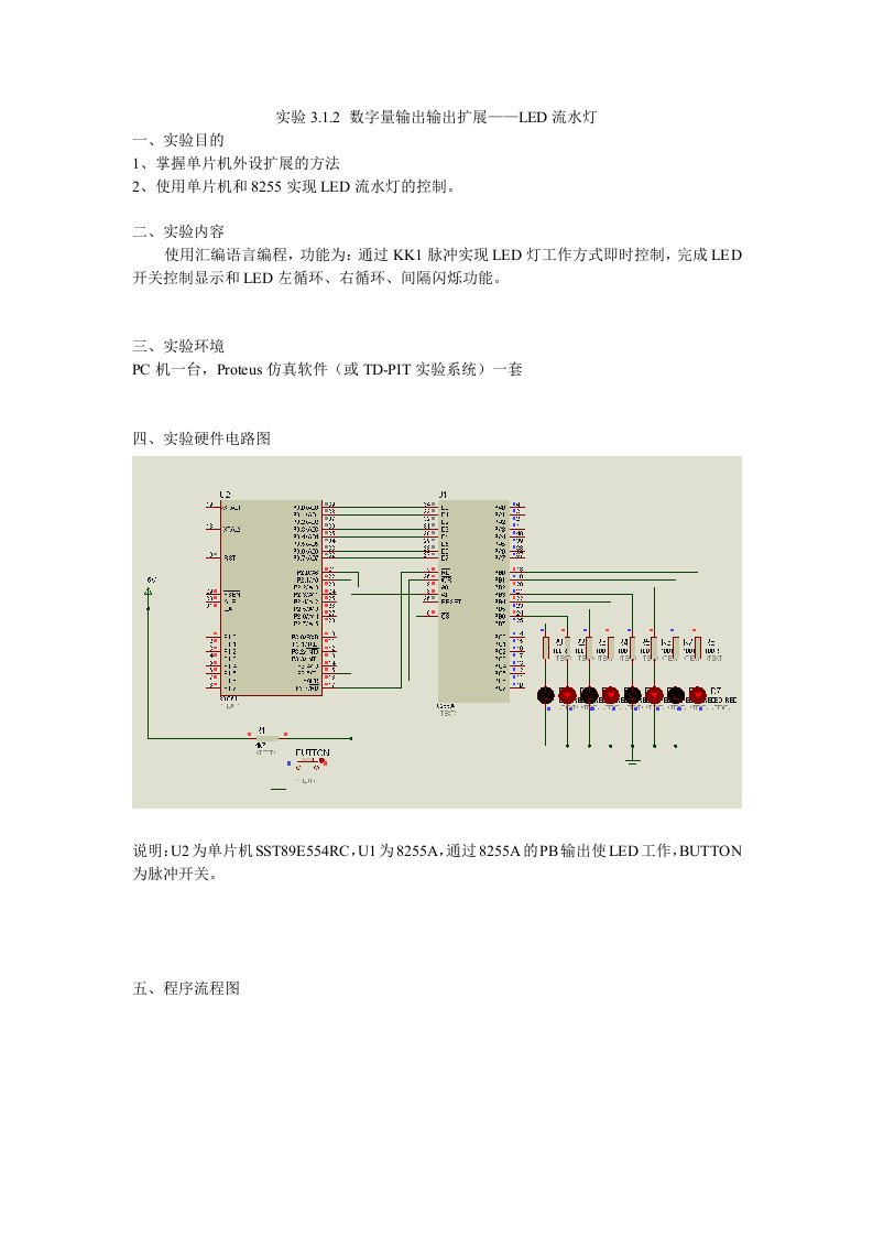 单片机C51的LED流水灯实验报告.doc