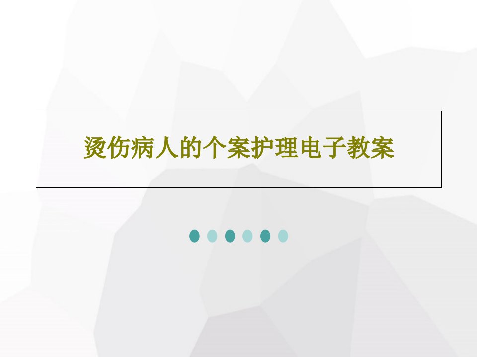 烫伤病人的个案护理电子教案共33页PPT