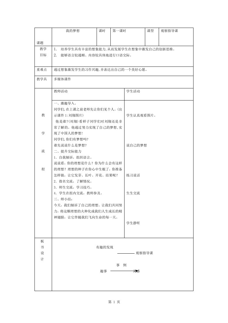 《我的梦想》作文教案