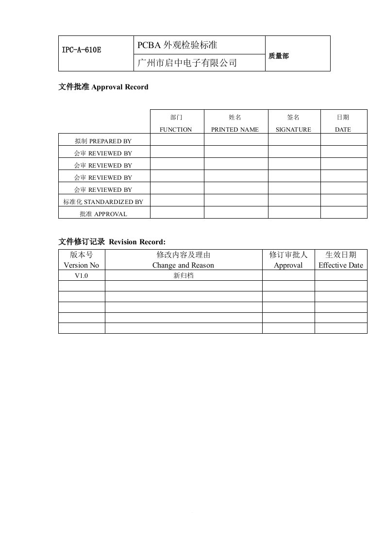 PCBA外观检验标准