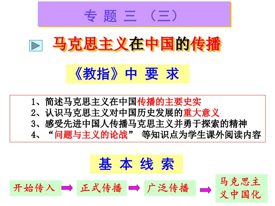 马克思主义在中国的传播教学提纲