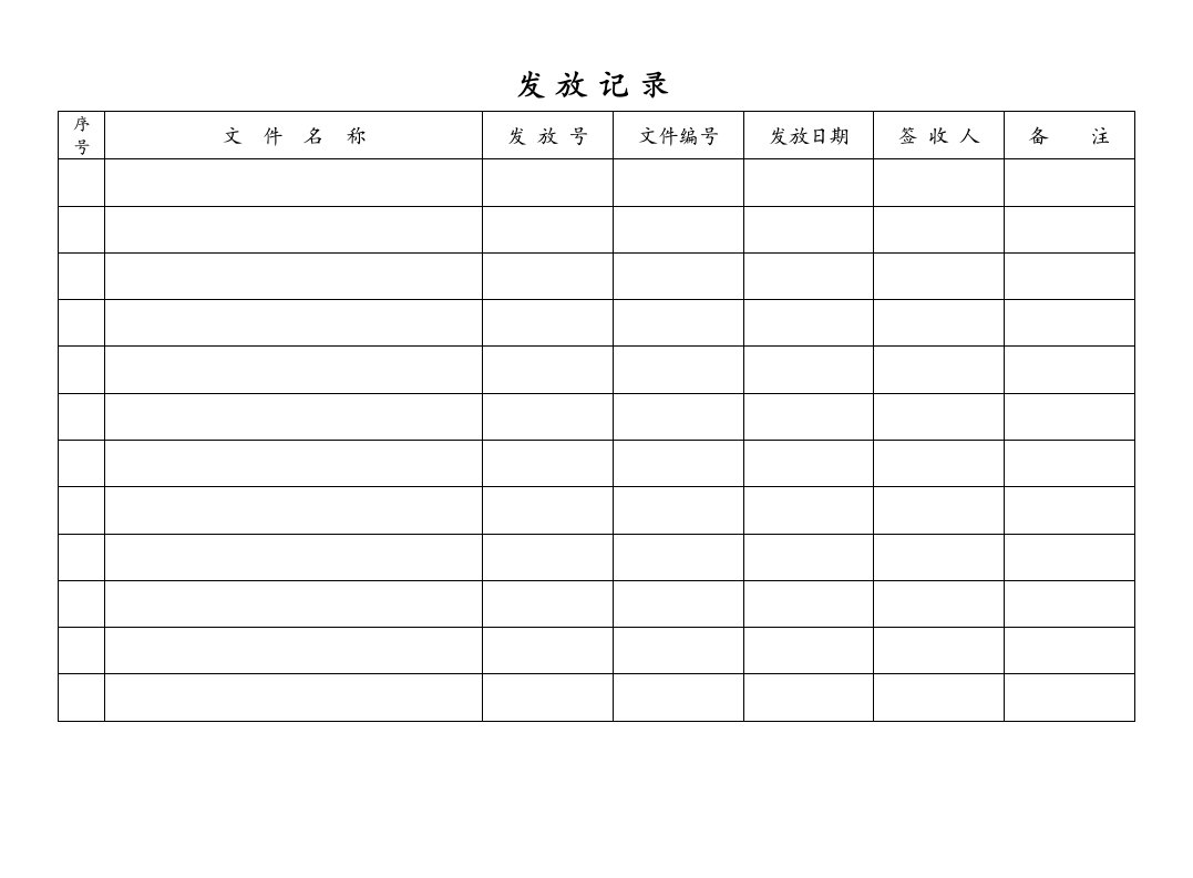 建筑资料-发放记录表