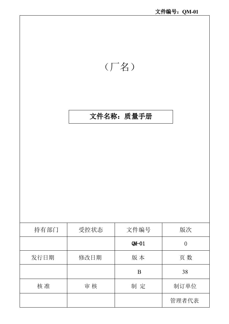 TS16949质量手册(最新)