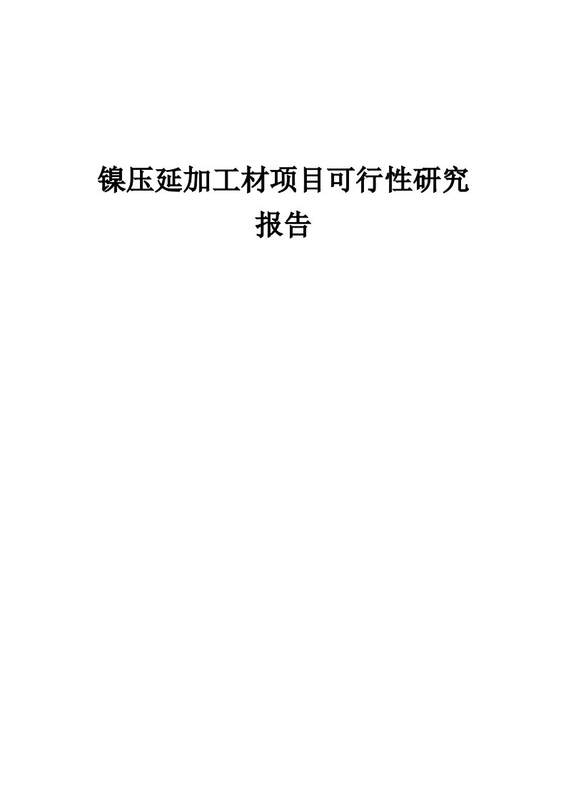 镍压延加工材项目可行性研究报告