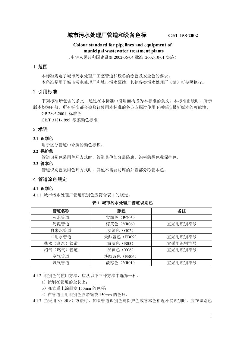 城市污水处理厂管道和设备色标CJ.doc