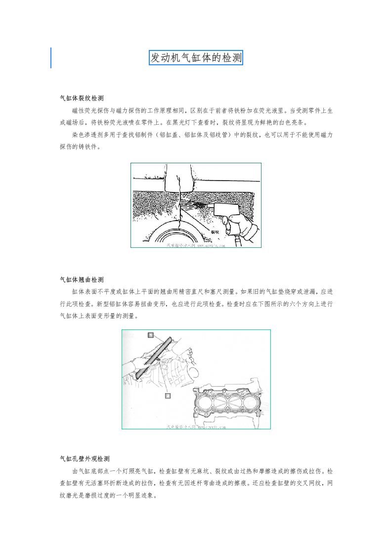 发动机气缸体的检测