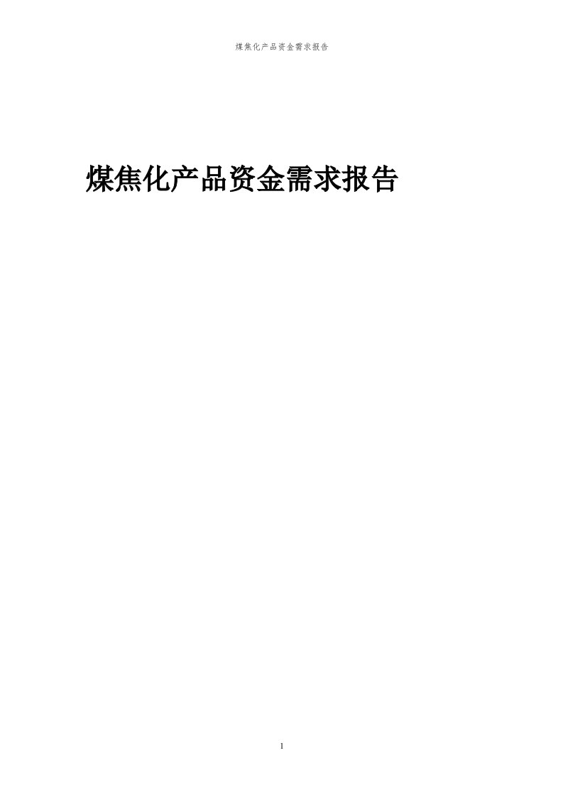 2024年煤焦化产品项目资金需求报告代可行性研究报告