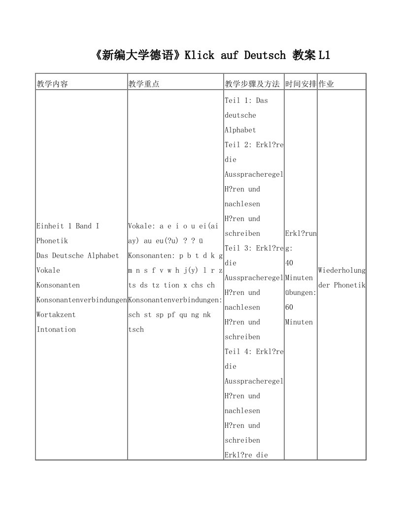 《新编大学德语》Klick+auf+Deutsch教案