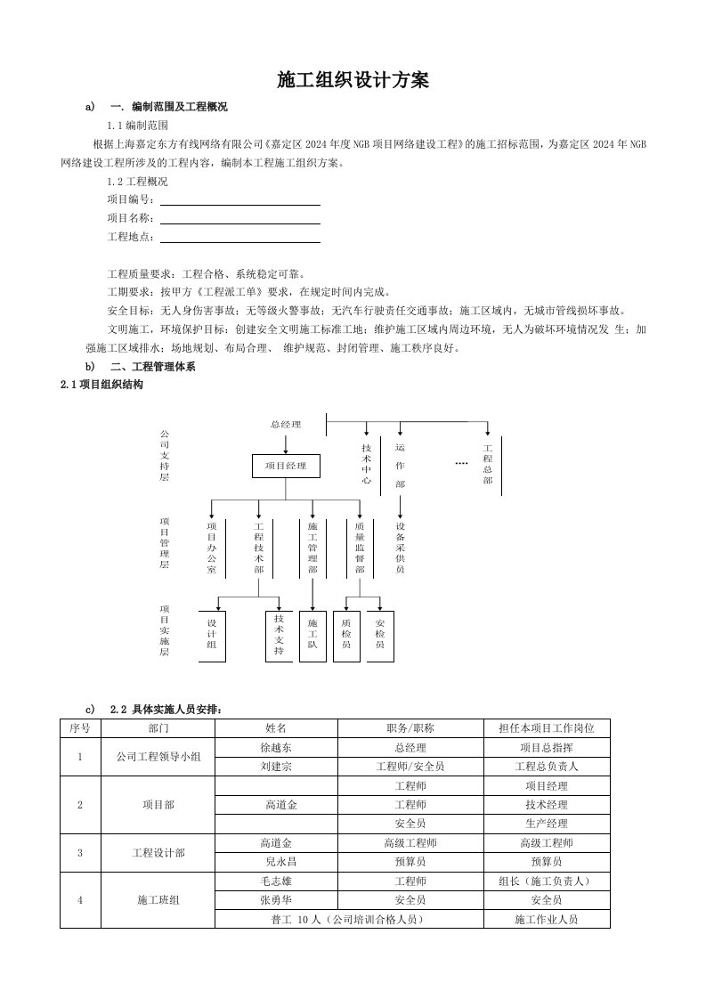 NGB项目网络建设工程施工组织方案