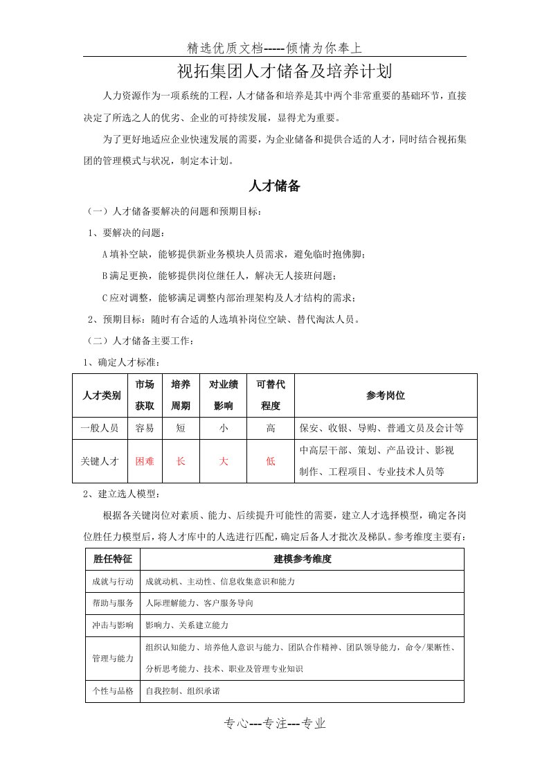 人才储备及培养计划(共4页)