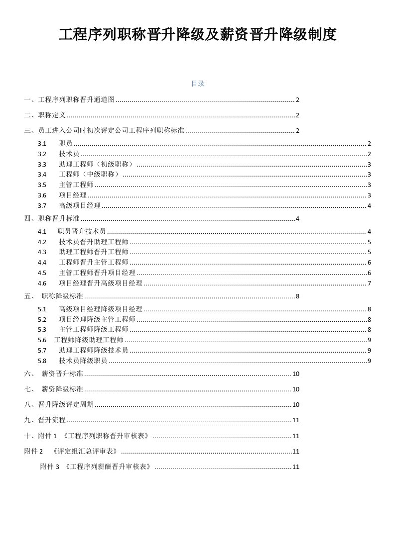 工程序列职称晋升降级及薪资晋升降级制度