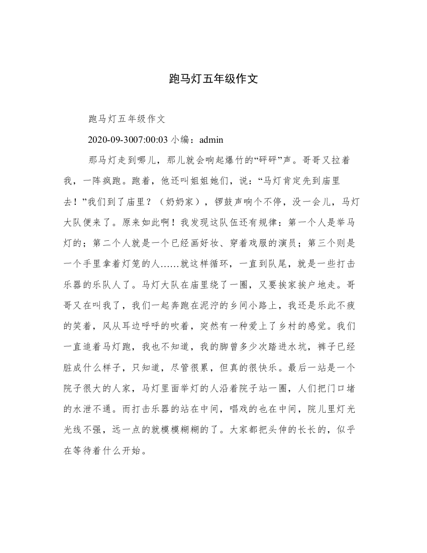 跑马灯五年级作文