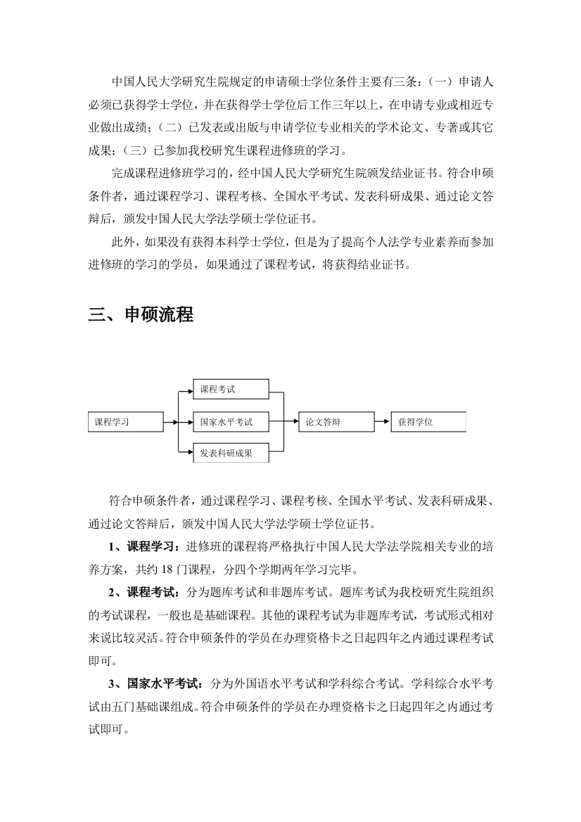 中国人民大学研究生院规定的申请硕士学位条件主要有三条：(一)申请人必须已获得学士学位-并在获得学士学