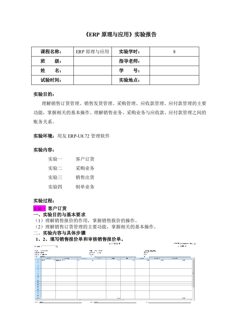 erp实验报告正文