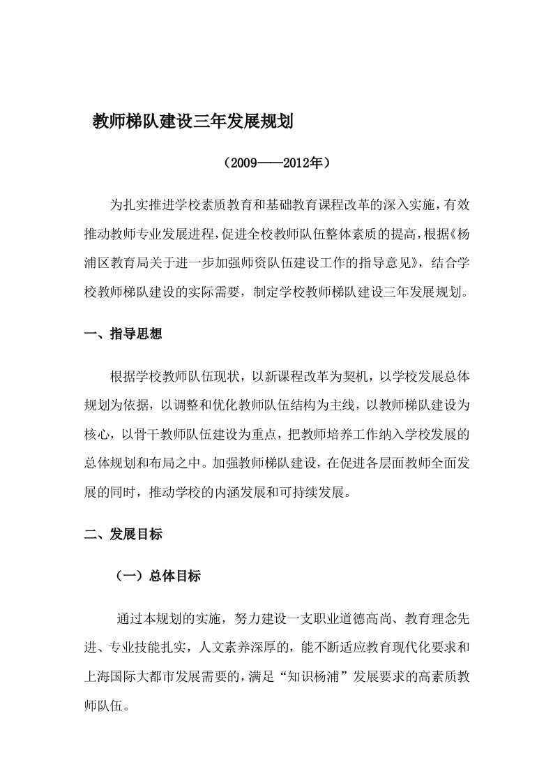 教师梯队建设计划